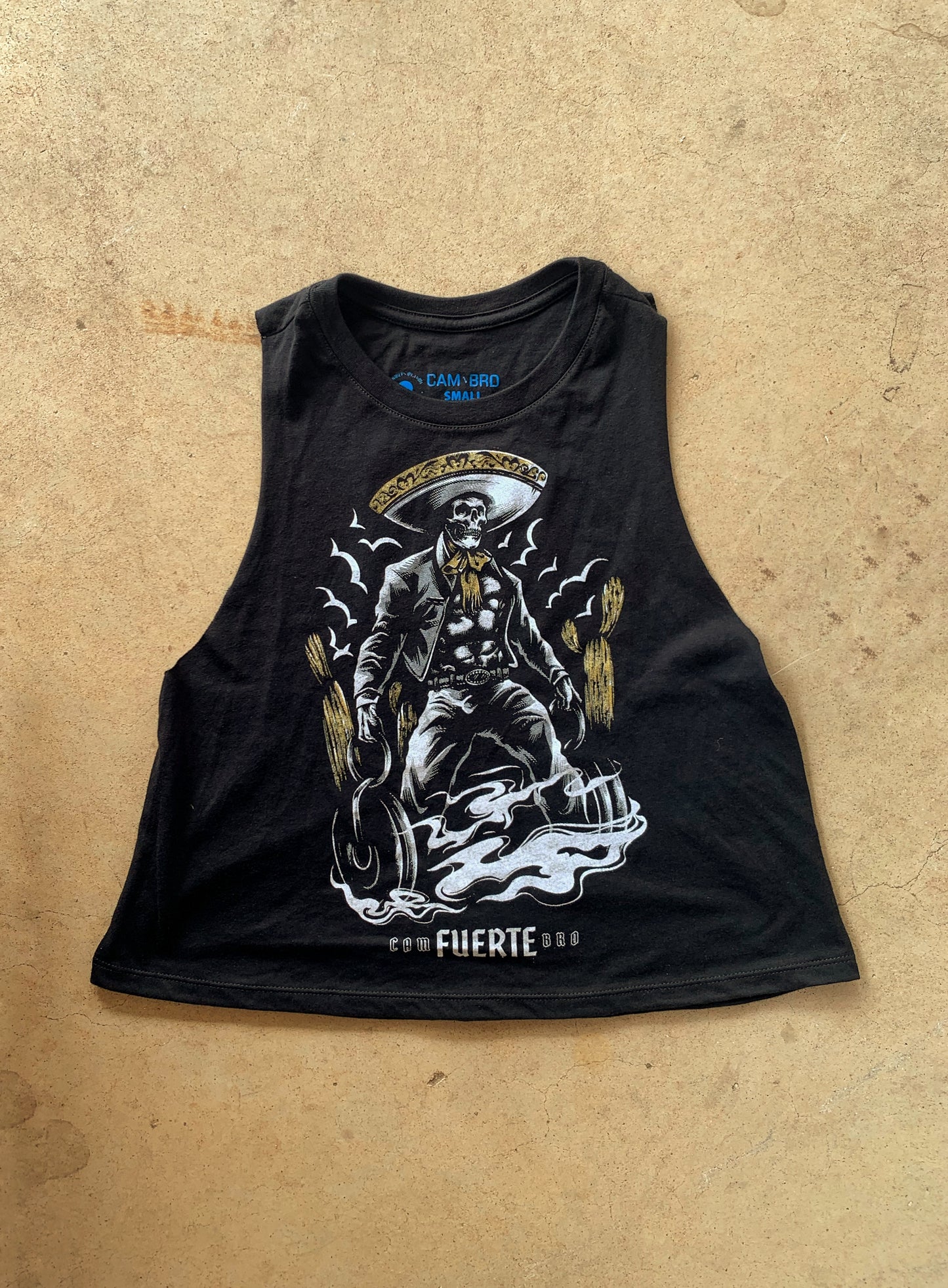 Fuerte Black Female Crop Racerback Tank