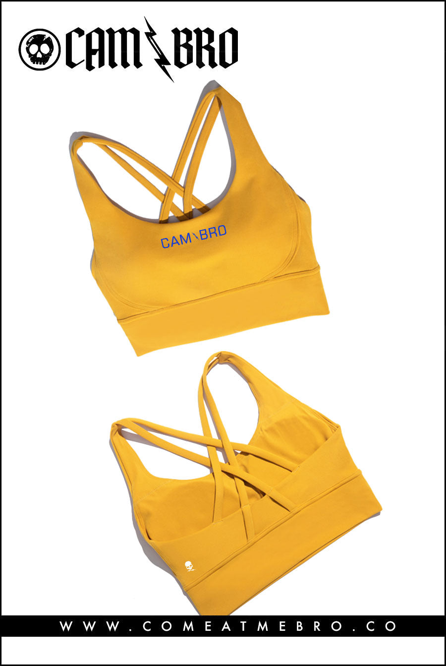Gold Crosshatch Sports Bra
