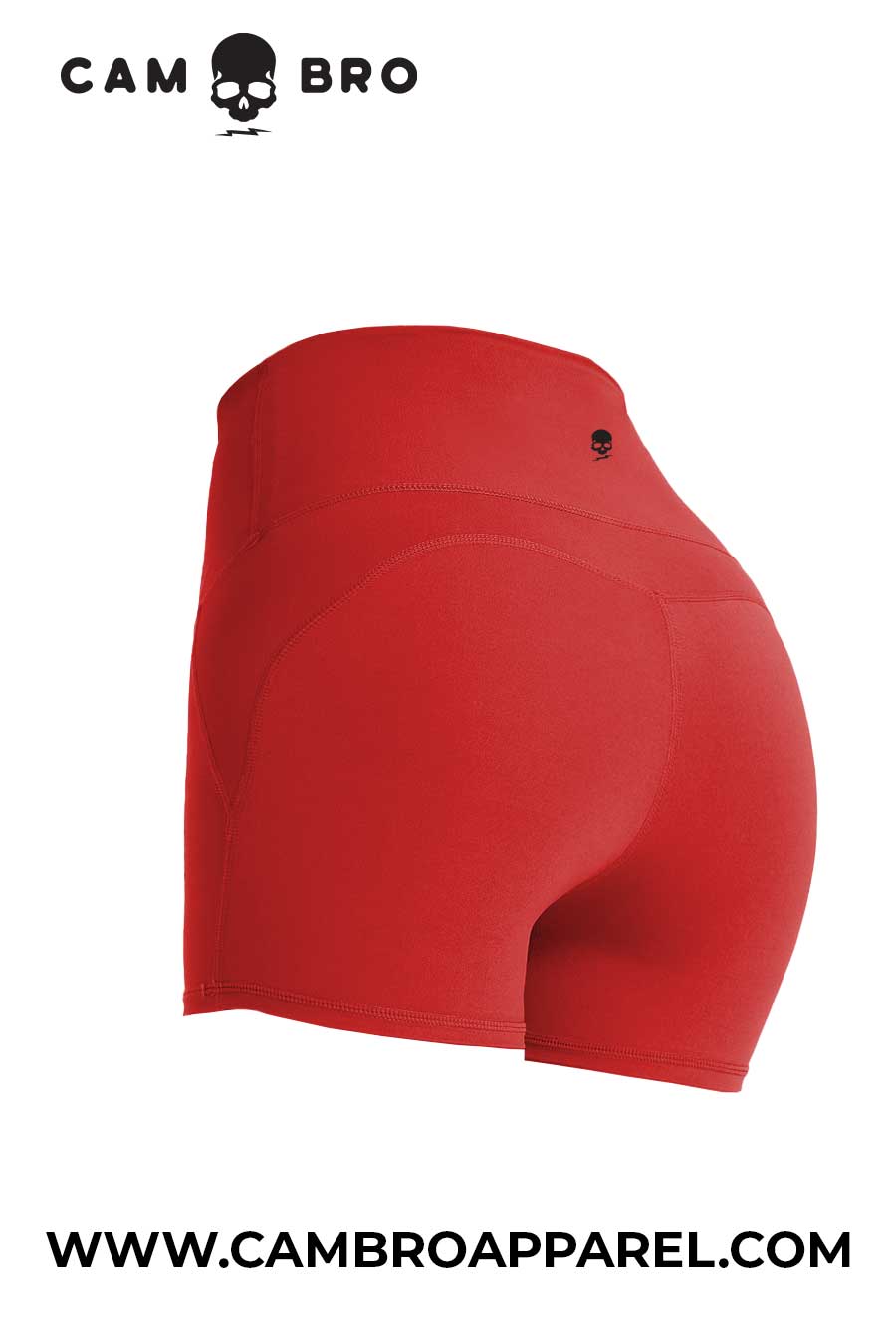 Candy Apple Red Mid-Waist Contour Short 3 Inch Ladies